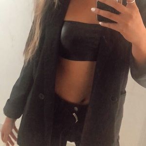 LF Black fake leather tube top